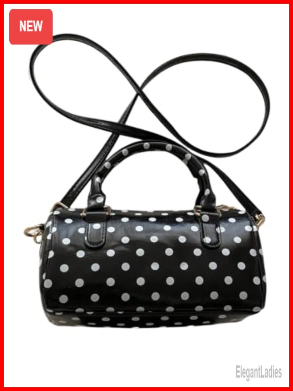 Women's Polka Dots Crossbody Satchel Bag Faux Leather Handbag Vintage Top